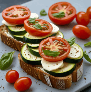 Bruschetta tomate courgette mozzarella