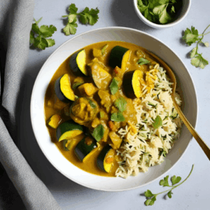 Curry de courgettes et riz