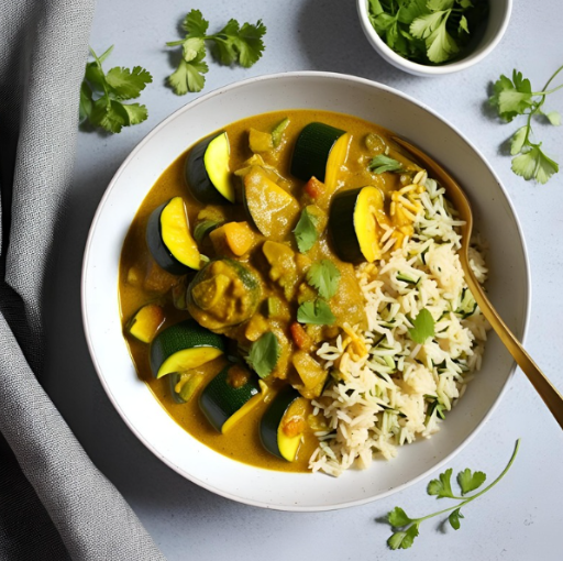 Curry de courgettes et riz