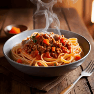 Pâtes au boeuf et carottes