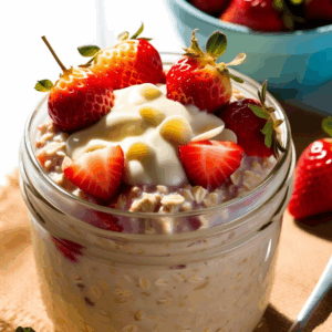 Overnight oats fraise chocolat blanc