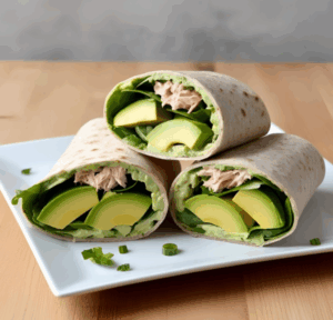 Wrap au thon avocat salade fromage frais