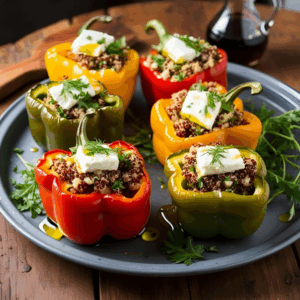 Poivrons farcis viande hachée quinoa feta