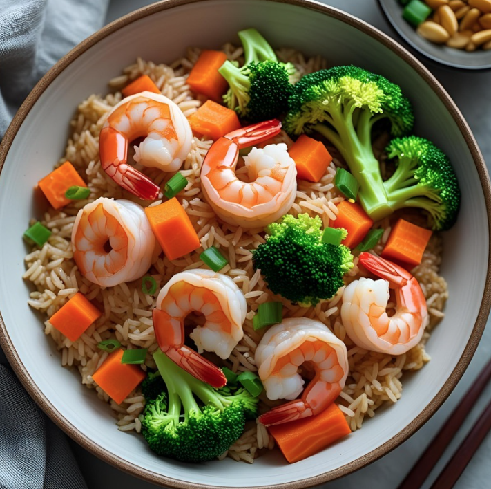 Chop suey crevette carottes et brocolis
