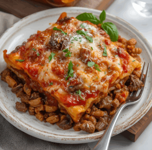 Lasagne viande hachée champignons