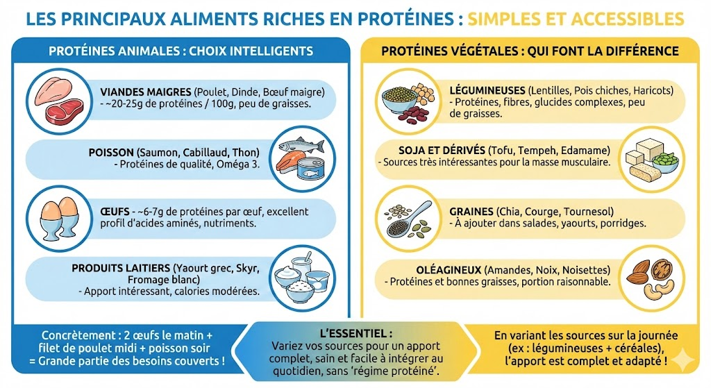 Tableau récapitulatif des aliments riches en protéines